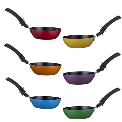 RoDzj Mini Wok Set 6 Personen Ø12 cm Antihaftbeschichtet Party Wok Set, Raclette und Fondue Ersatzpfännchen für Tischgrill Elektro Grill von RoDzj