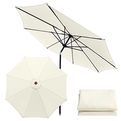 3m Ersatz-Sonnenschirm-Überdachung, Universelles Markttisch-Regenschirm, Terrassenschirm-Sonnenschutz-Abdeckung für Hof, Garten, Strand, Pool, Markttisch (3m/6 Ribs,White) von Roadtime