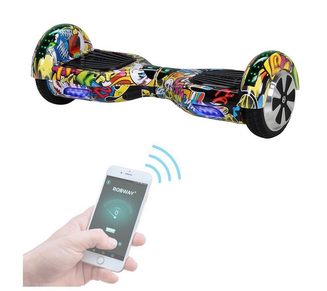 Robway Balance Scooter Hoverboard W1 inkl. Samsung Akku 6.5” inkl. integrierte Lautsprecher, 700,00 W, 15,00 km/h, (1 tlg), Self-Balance-Scooter - Bluetooth - Robway App - LED - Gyrosensoren von Robway