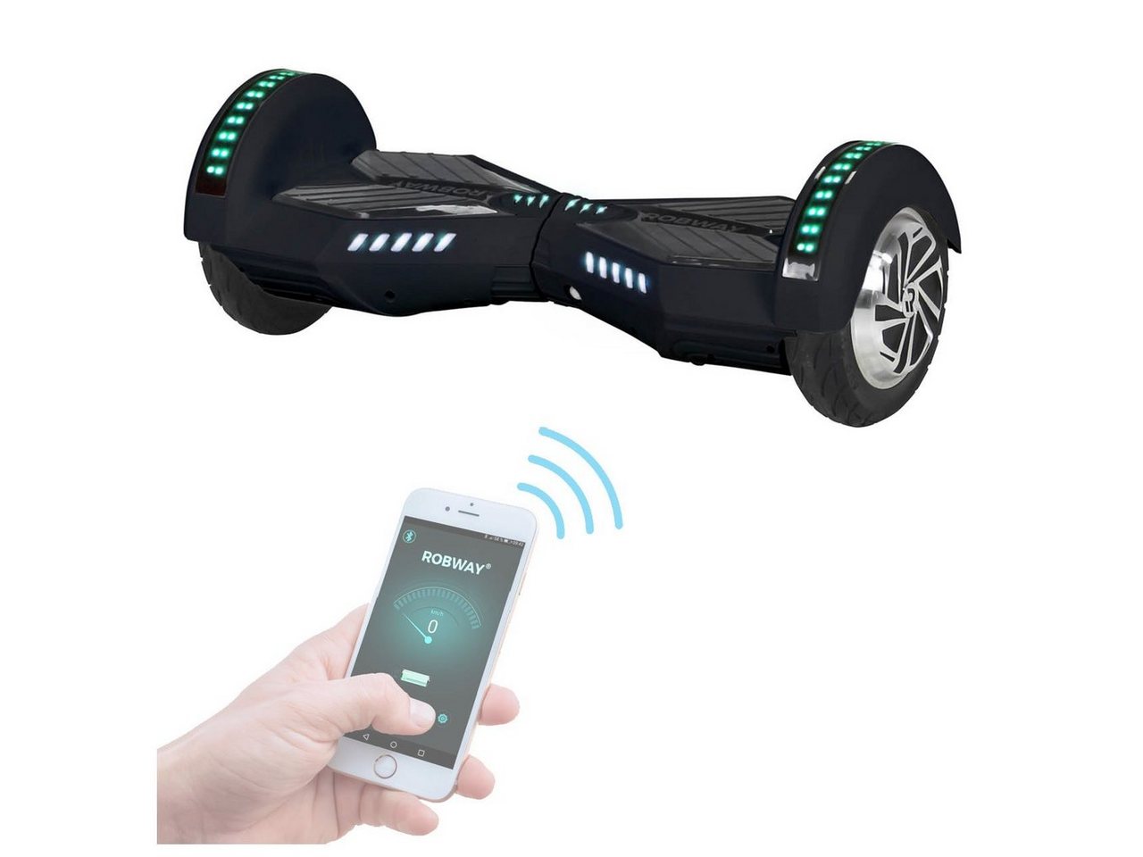 Robway Balance Scooter Hoverboard W2 inkl. Samsung Akku 8” inkl. integrierte Lautsprecher, 700,00 W, 15,00 km/h, (1 tlg), Self-Balance-Scooter - Bluetooth - Robway App - LED - Gyrosensoren von Robway