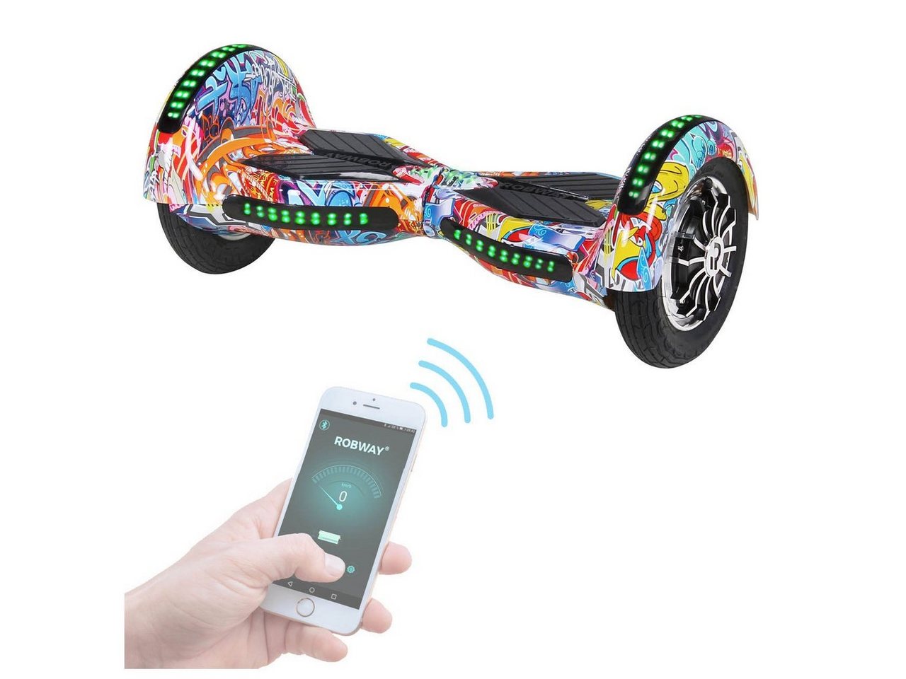 Robway Balance Scooter Hoverboard W3 inkl. Samsung Akku 10” inkl. integrierte Lautsprecher, 800,00 W, 15,00 km/h, (Hoverboard für Erwachsene & Kinder, 1 tlg), Self-Balance-Scooter - Bluetooth - Robway App - LED - Gyrosensoren von Robway