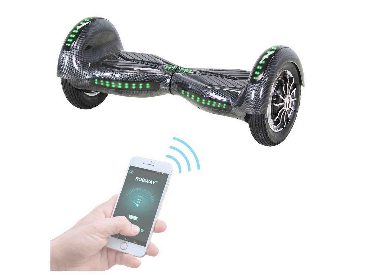Robway Balance Scooter Hoverboard W3 inkl. Samsung Akku 10” inkl. integrierte Lautsprecher, 800,00 W, 15,00 km/h, (Hoverboard für Erwachsene & Kinder, 1 tlg), Self-Balance-Scooter - Bluetooth - Robway App - LED - Gyrosensoren von Robway