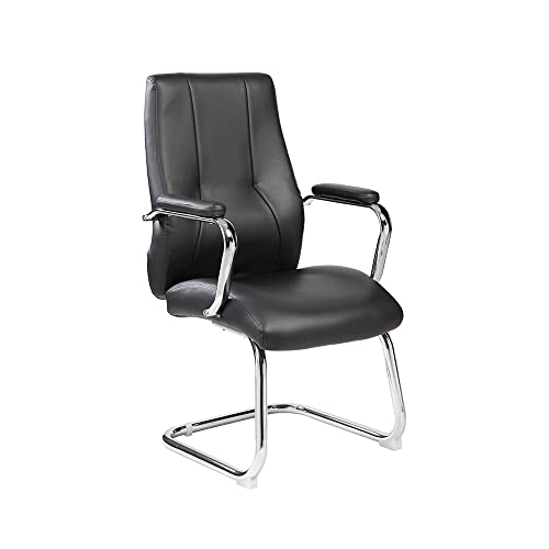 Rocada | Besucherstuhl | Bürostuhl aus Kunstleder | Office Stuhl mit Verchromten Armen und Stahl Basis Polsterung- Schwarz. von Rocada