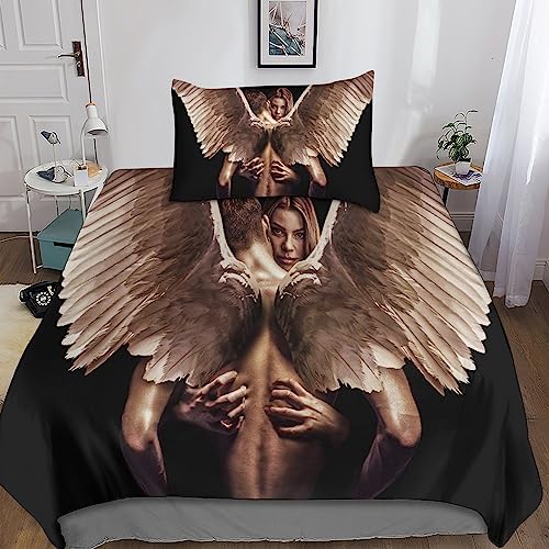 Rochile Lucifer Bettbezug-Set Weiches Mikrofaser-Bettwäsche-Set Für Erwachsene Teenager Kinder 2 Stück Mit Reißverschluss Für Heimtextilien Single（135x200cm） von Rochile