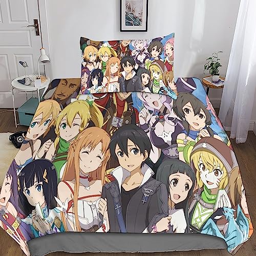 Sword Art Online 3D Print Betten Set Bettwäsche Set Microfaser Qualität Bettbezug Mit Kissenbezug Teilig 2 Teilig Sets Single（135x200cm） von Rochile