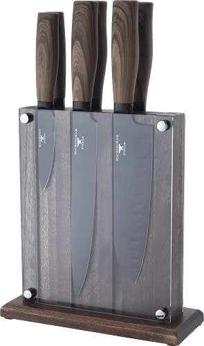 Rockingham Forge Forester 7-Stück Messerset mit Messerblock – Klinge aus Edelstahl mit einer Schwarzoxid Beschichtung, ergonomischer Griff aus Holz, gefülltes Messerblock, RF-618/7P von Rockingham Forge