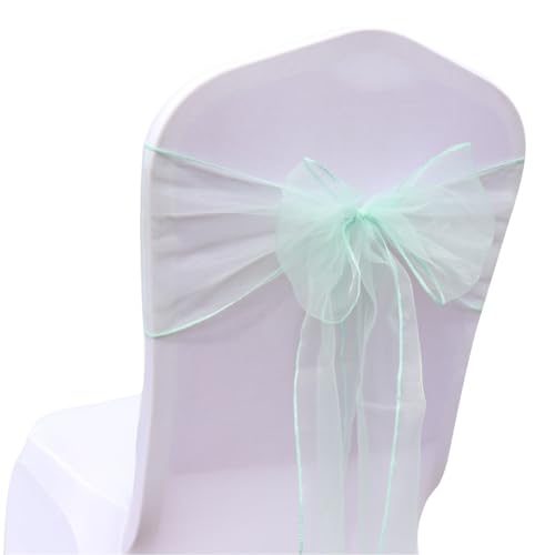 Rockreyoa Organza Stuhlschleifen Stuhlschärpen Stuhlbezugschleifen Band Schleifen Stuhlhussen Stuhl Bogen für Hochzeit Bankett Ceremonie Geburtstagsfeier Veranstaltungen Deko Mintgrün 50 Stück von Rockreyoa