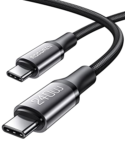 Rocoren 240W USB-C auf USB-C Ladekabel 1M Power Delivery PD 3.1 abwärtskompatibel mit 100W, 140W Kompatibel mit MacBook Pro 16”, iPad Pro, Galaxy S24+/S23, iPhone 15 Pro, Chromebook, Surface Pro von Rocoren