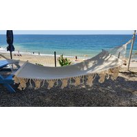 strand Möbel | Boho Hängematte Große Handgewebte |Hängematte % 100 Handgemachte Makramee Innen Außen Naturel von Roedeerhandmadecraft