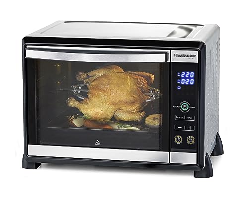 ROMMELSBACHER Elektronik Back & Grill Ofen BGE 1580/E - 30 Liter Backraum, elektronische Regelung von 80-230 °C, Touch Control, 8 Heizarten, Umluft, Drehspieß, Timer, Doppelverglasung, Edelstahl von Rommelsbacher