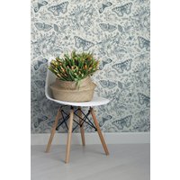 Blaue Schmetterlingstapete, Peel&stick Und Traditionelle Tapete, Abnehmbare Mieterfreundliche Wanddekoration, Blätter-Wandkunst, Selbstklebend von RoomBloomArt