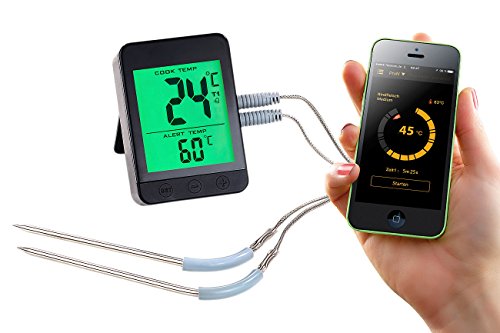 Rosenstein & Söhne Thermometer Grill: Grillthermometer m. Bluetooth, Android- & iOS-App, 2 Temperatur-Fühler (Bratenthermometer Bluetooth, Fleischthermometer Bluetooth, Temperaturmessung) von Rosenstein & Söhne