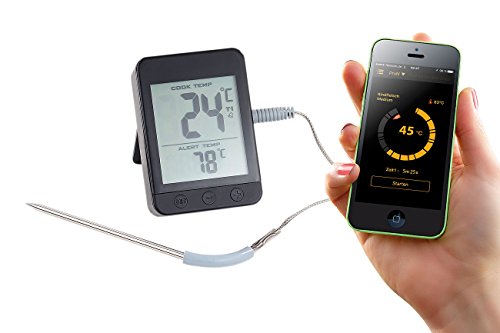 Rosenstein & Söhne Smart Thermo 2: Grillthermometer, Bluetooth, App für Android/iOS, 1 Temperatur-Fühler (Smart Thermo App, Grillthermometer Smartphone, Thermometer Ofen) von Rosenstein & Söhne