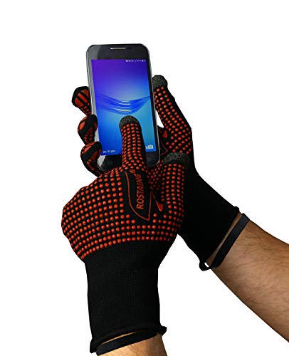 Rostaing MAXGRIP-IT09 Schmale warme Handschuhe Touchscreen Telefon Gartenarbeit Basteln Maxgrip Größe 09, Schwarz/Orange, 9 von ROSTAING