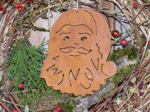 Rostikal Metall Deko Figur Weihnachtsmann 15 cm Edelrost Gartendeko Hängedeko Vintage von Rostikal