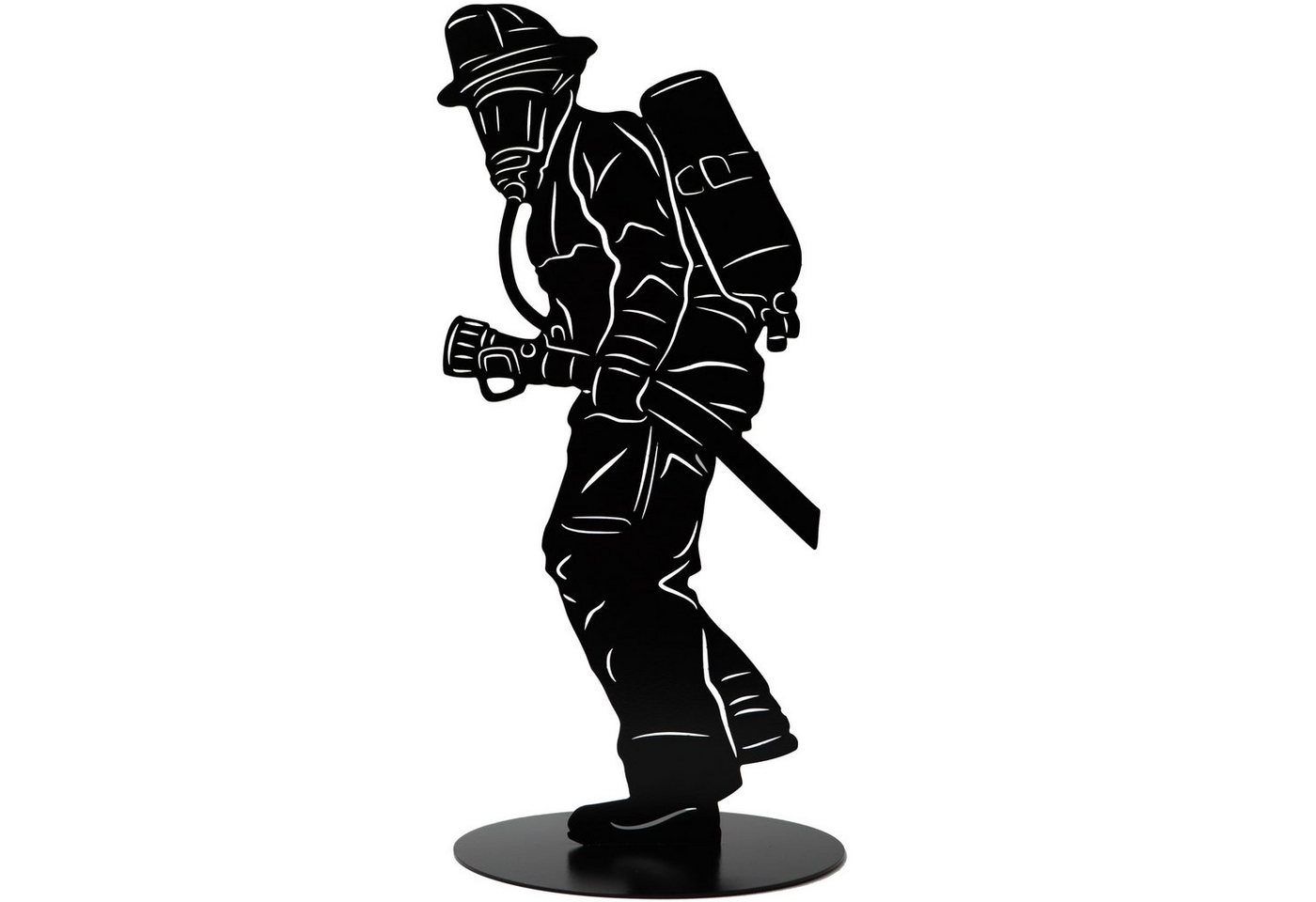 Rostikal Dekoobjekt Metall Feuerwehrmann Figur schwarz Feuerwehr Deko Skulptur, Indoor & Outdoor geeignet von Rostikal