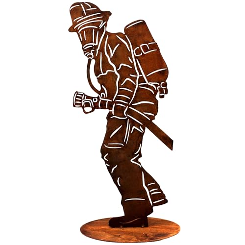 Rostikal Feuerwehrmann Figur 20 cm Edelrost Gartendeko Rost Feuerwehr Deko Metall von Rostikal