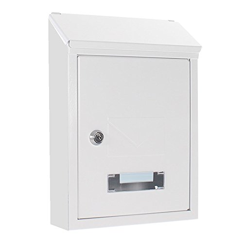 HomeDesignMailbox HDM-2100-Weiß, Zylinderschloss mit 2 Schlüssel, Stahl, BxH 215x300 mm, Befestigungsmaterial inklusive, Namensschild, Sichtfenster von Rottner