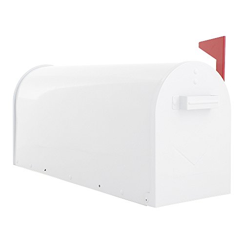 Rottner Briefkasten Mailbox-weiß-inkl. Montagematerial-mit mechanischem Postmelder-für die Montage am Ständer vorgesehen von Rottner