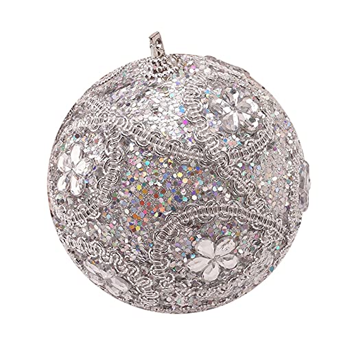 Weihnachtsdekoration, 8 cm, Glitzerkugeln, Weihnachtsdekoration, hängende Kugeln, Ornamente für Weihnachten, Party, Zuhause, Festival, Dekoration (Silber) von routinfly