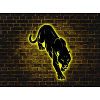 Panther Neon Schild, Tier Led Licht, Led Wandkunst, Holz Wandkunst von RoxyRoStore
