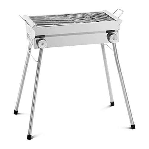 Royal Catering RCEK-1040 Holzkohlegrill mit Ablage und klappbarem Rost 43 x 25 cm Edelstahl Kunststoff Stahl (verzinkt) Klappgrill Standgrill Schaschlikgrill von Royal Catering