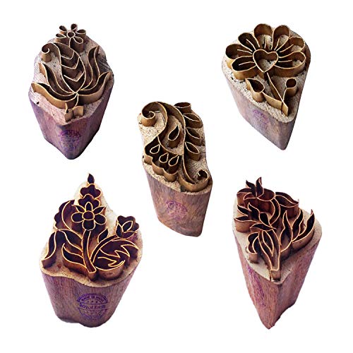Royal Kraft Blumen Messing Holz Stempel (Set von 5) - DIY Ton, Keramik Blöcke BHtag0006 von Royal Kraft
