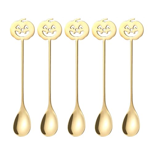 Kreativer Edelstahl-Besteck-Kürbiskopf-Dessert-Kaffee-Rührlöffel, Dessert-Shop Mit Nachmittagstee, Unverzichtbar (Gold) von Royal Shang Youpin