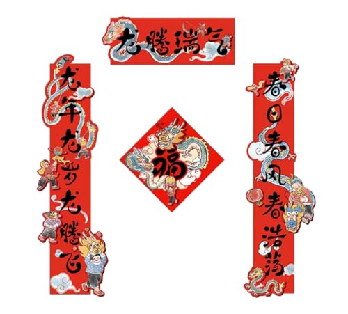 Festival Dekoration,Chinesische Couplets, 1 Set DIY 3D Couplet Papierdekorationen Chinoiserie Dekor China Set Neujahr Wandaufkleber Jahr Couplet Chinesische Party Dekoration Neujahr Tür Dekor Papier ( von RoyamS