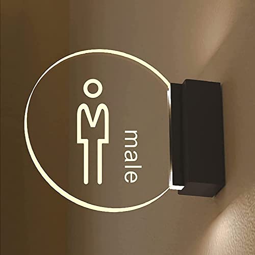 Toilettentürschild, Toilettenschilder, LED Toilettenwand, Wandmontage Acryl WC-Schild, Damen Herren Badbeleuchtung Randbeleuchtung für Büro, Hotel, Einkaufszentrum (Color : One Color) (Color : B) von RoyamS