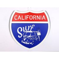 3D California Surf Life, Kalifornien Surfer Geschenk Von Vw Retro Van, Vanlife Holz Wand Kunst Geschenk, Art Volkswagen Weihnachtsgeschenk, Rwa16001 von RozandiArtDeco