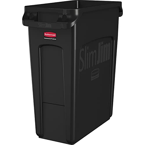 Rubbermaid Commercial Products 1955959 Vented Slim Jim-Abfalltonne, Kunststoff, 60 L, Schwarz von Rubbermaid Commercial Products
