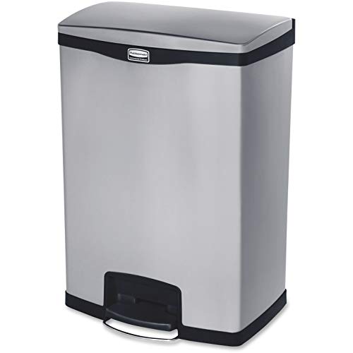 Rubbermaid Commercial Products Slim Jim 1901999 90 Litre Front Step Step-On Stainless Steel Wastebasket - Black von Rubbermaid Commercial Products