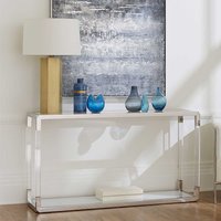 Design Konsolentisch in Weiß und Transparent Edelstahl und Glas von Rubin Möbel