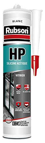 Rubson HP weiß, Dichtstoff für Glasscheiben, Aktive Silikondichtung, Glaskitt, Verglasung, Dichtungen für Türen und Fenster, Kartusche 300 ml von Rubson