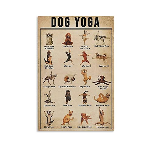 Rudd Hunde-Yoga-Poster, Retro, ästhetische Raumdekoration, Malerei, Leinwand, Poster für Zuhause und Büro, 30 x 45 cm von Rudd