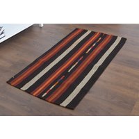 60x160 cm, Bunt, Gestreifter Teppich, Vintage Kelimteppich, Braun Rot Orange von RugNature