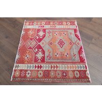 70x70 cm, Rosa, Frühlingsteppich, Handgemachter Teppich, Wollteppich, Vintage Teppich 70x90, Innenarchitekt, Bauernhausdekor, Boho Chic von RugNature