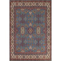 Blauer Kasak Teppich 8x10, Handgemachter Wollteppich, Traditioneller von RugSourceOutlet