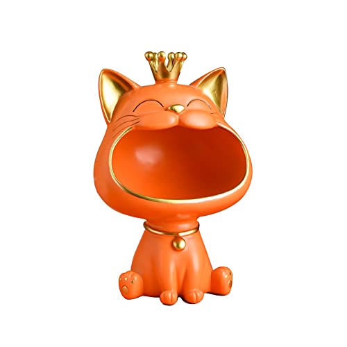 RuiDay Lachende Katze Figuren Statue Lagerung Box,Großer Mund Katze Aufbewahrungsbox,Schmuck Stueck Katze Figuren Schlüssel Storage Box deko,Katze Skulptur Statue Harz für Home (Type 5) von RuiDay