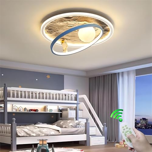 RuiRfh Deckenlampe LED Kinderzimmerlampe dimmbar Schlafzimmer blaue Deckenleuchte kreativ und schick mit Fernbedienung moderner Augenschutz Beleuchtung Cartoon-Stil Glaslampenschirm Wohnzimmer Bibliot von RuiRfh