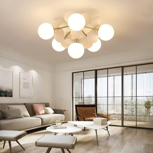 RuiRfh Hängeleuchte 8 Licht G9 Glaskugel Sputnik Kronleuchter mattgolden Mid Century Modern Deckenleuchte verstellbare Vintage Hängeleuchte für Esszimmer Küche Schlafzimmer Bauernhaus Pendellampe (Co RuiRfh Hängeleuchte 8 Licht G9 Glaskugel Sputnik Kronleuchter mattgolden Mid Century Modern Deckenleuchte verstellbare Vintage Hängeleuchte für Esszimmer Küche Schlafzimmer Bauernhaus Pendellampe (Co von RuiRfh