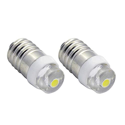 Ruiandsion 2 Stück E10 LED Lampe Weiß DC 1,5 V 0,5 W LED Lampe für Taschenlampe Taschenlampe Scheinwerfer, negative Erde von Ruiandsion