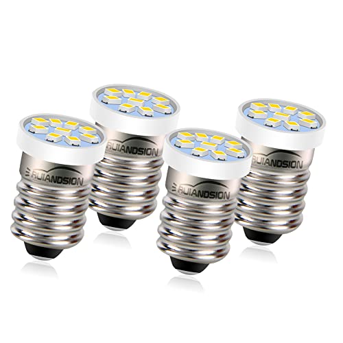 Ruiandsion 4pcs E10 Schraubsockel LED Glühbirne Warmweiß 4.5V 2016 9SMD Ersatz für Taschenlampen Taschenlampe Arbeitsleuchten, Nicht-Polarität von Ruiandsion