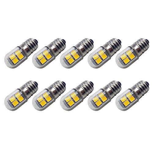 Ruiandsion E10 LED Lampe 4,5V - 6V E10 LED Lampe mit Schraubensockel 2835 8SMD Chips Gelbes Upgrade für Scheinwerfer Taschenlampen Taschenlampe, unpolar (10er Pack) von Ruiandsion