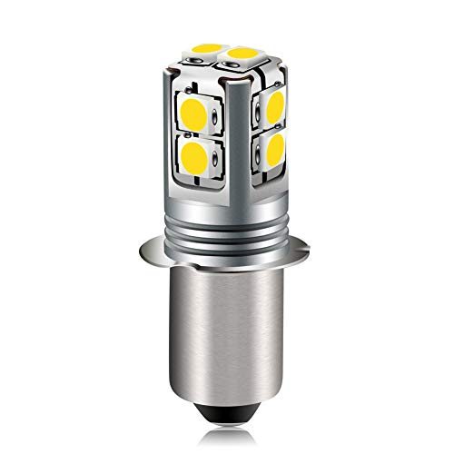 Ruiandsion P13.5S Basis LED Lampe 6-40 Volt Upgrade LED Taschenlampe 4300K Warmweiß 6V 9V 12V 18V 19,2V 24V Ersatz für Taschenlampe Taschenlaterne Arbeitslicht, unpolar von Ruiandsion