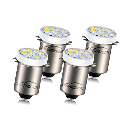 Ruiandsion P13.5S LED-Taschenlampenbirne Warmweiß 18V 2016 9SMD Ersatz für 12 Zellen Taschenlampen Taschenlampe Arbeitslicht, nicht polarisiert (4er Pack) von Ruiandsion