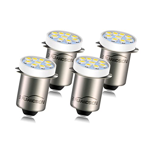 Ruiandsion P13.5S LED-Taschenlampenbirne Warmweiß 4.5V 2016 9SMD Ersatz für 3 Zellen Taschenlampen Taschenlampe Arbeitslicht, nicht polarisiert (4er Pack) von Ruiandsion