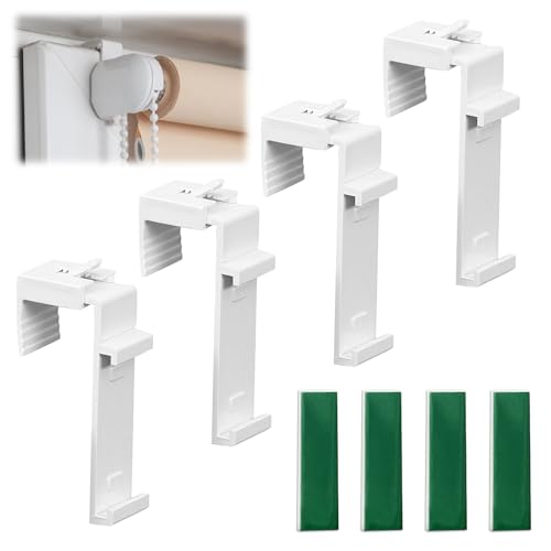 4 Stück Klemmhalter für Rollo, Klemmträger Universal Klebehalter Lang Duorollo ohne Bohren Zubehör Ersatzteil zum Klemmen Kleben für die Aufhängung Befestigung PVC Holz-Fenster Türflügel Balkontür von Rumgug