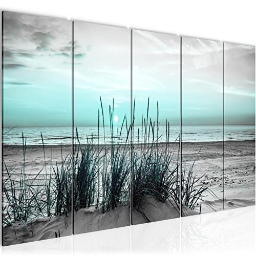 Runa Art Bild Strand Sonnenuntergang Wandbilder auf Vlies Leinwand 5 Teilig Wanddekoration Wohnzimmer 043756c von Runa Art